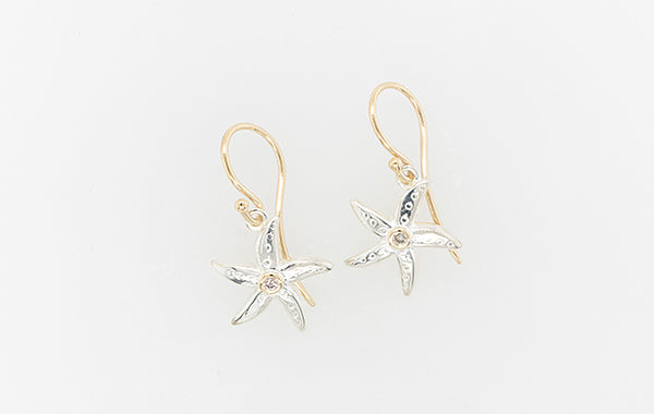 Starfish Earrings with Champagne Diamonds