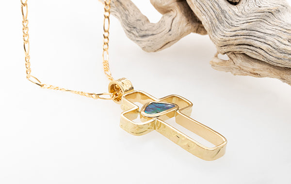 Cross Embossed with Boulder Opal