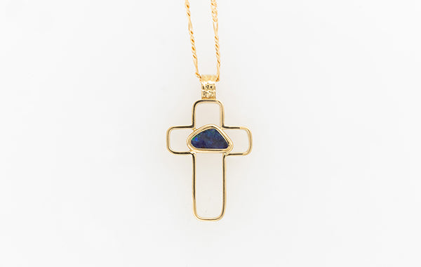 Cross Embossed with Boulder Opal