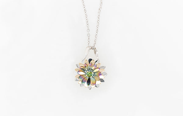 Everlasting Flower Green Tourmaline Pendant