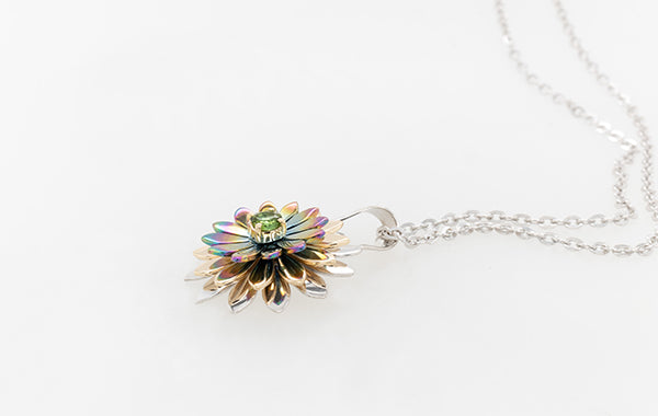 Everlasting Flower Green Tourmaline Pendant