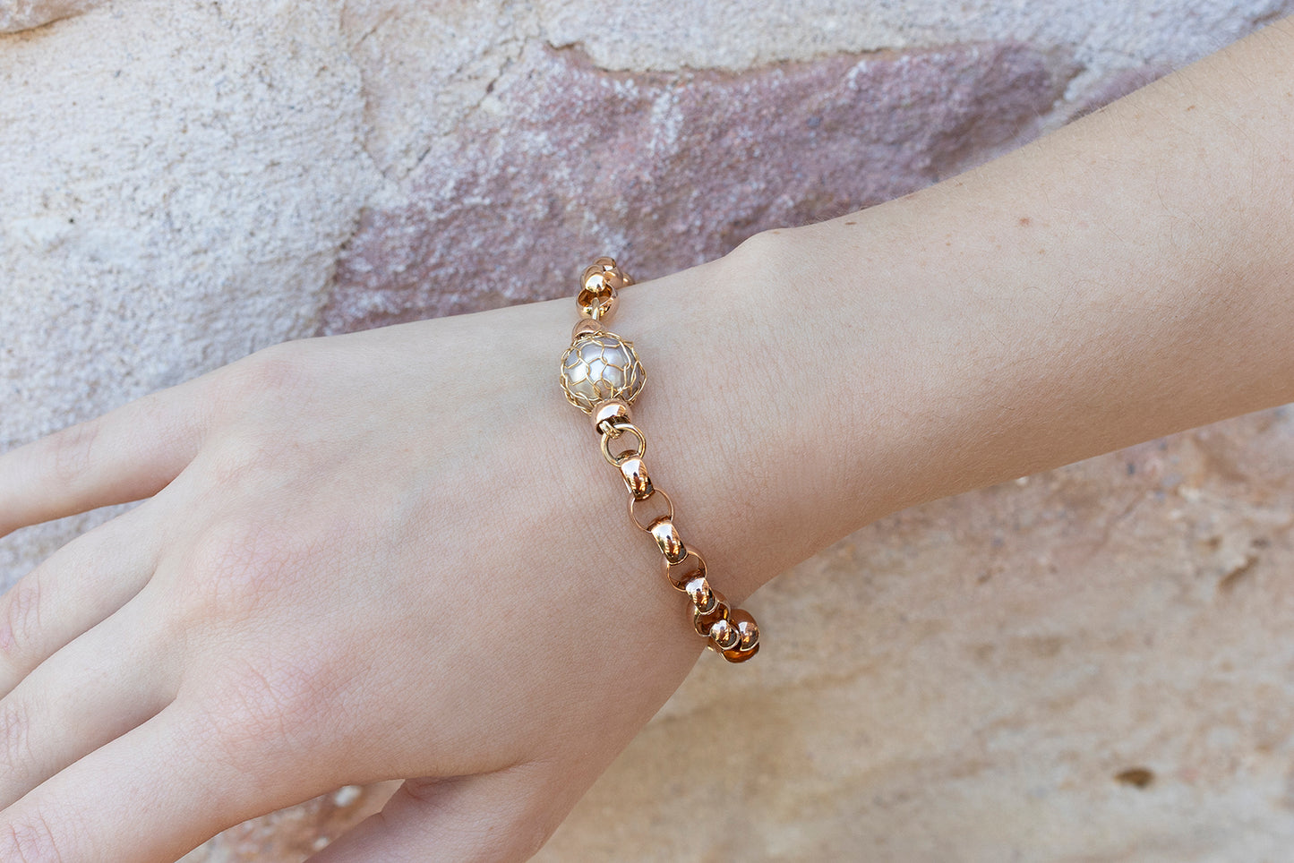 French Knitted Pearl Belcher Bracelet