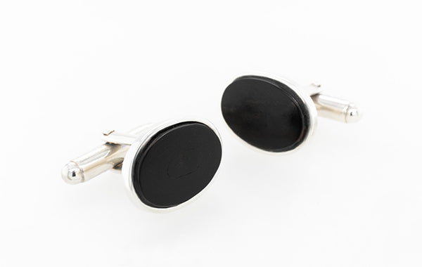 Cuff Links Black Coral Oval