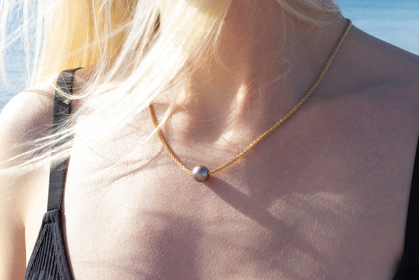 Pearl Slider Wheat Necklace 9.4mm Abrolhos
