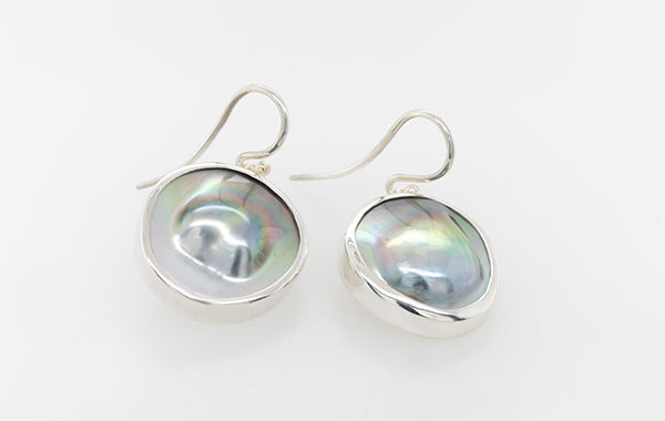 Mabe Black-Lipped Bezel Drop Earrings