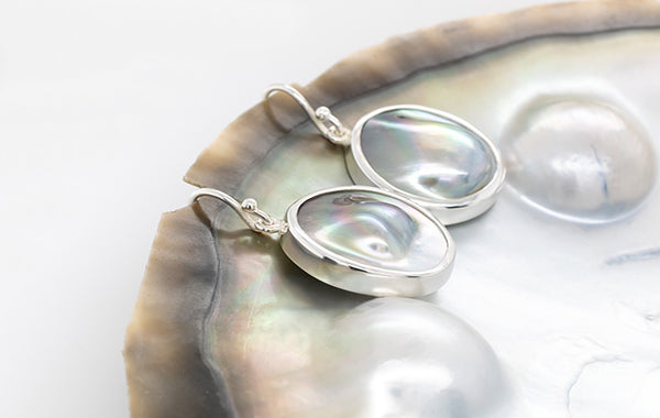 Mabe Black-Lipped Bezel Drop Earrings