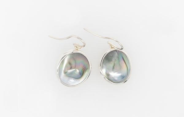 Mabe Black-Lipped Bezel Drop Earrings