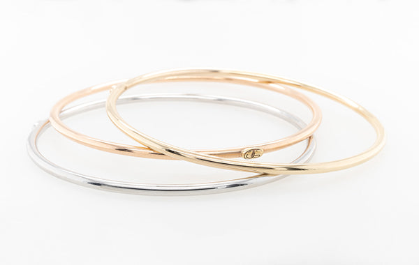 Gold Bangle Rose Solid Round 2.5mm