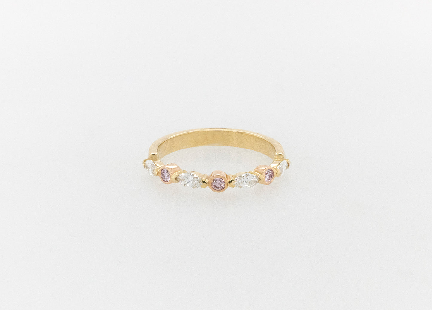 Wedding Ring Pink & Marquise Diamonds