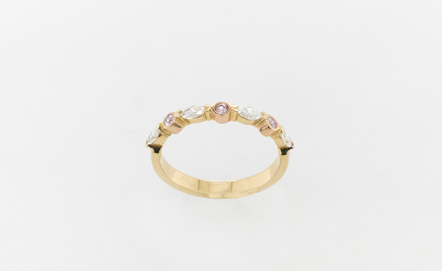 Wedding Ring Pink & Marquise Diamonds