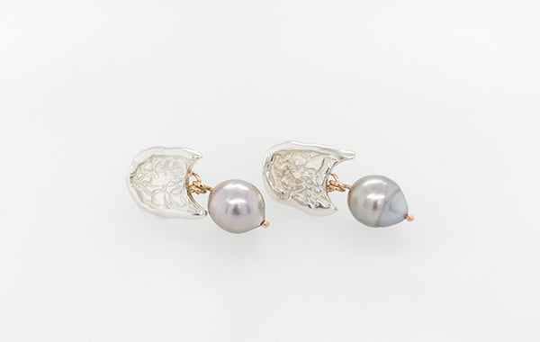 Embossed Pearl Waterfall Earrings