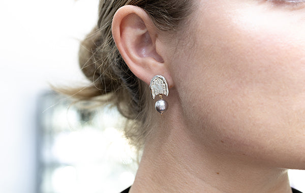 Embossed Pearl Waterfall Earrings