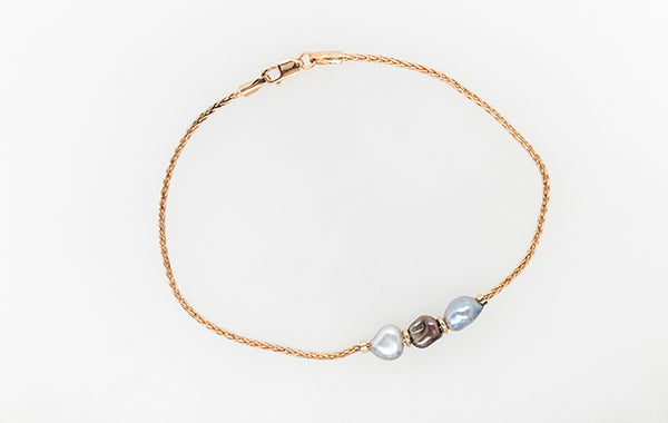 Keshi 3 Pearl Wheat Bracelet