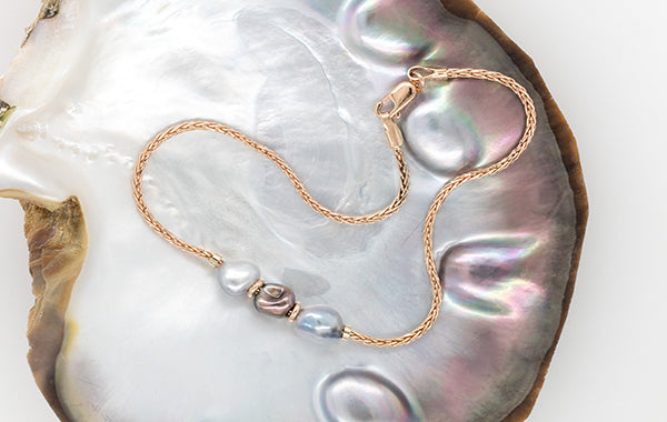 Keshi 3 Pearl Wheat Bracelet