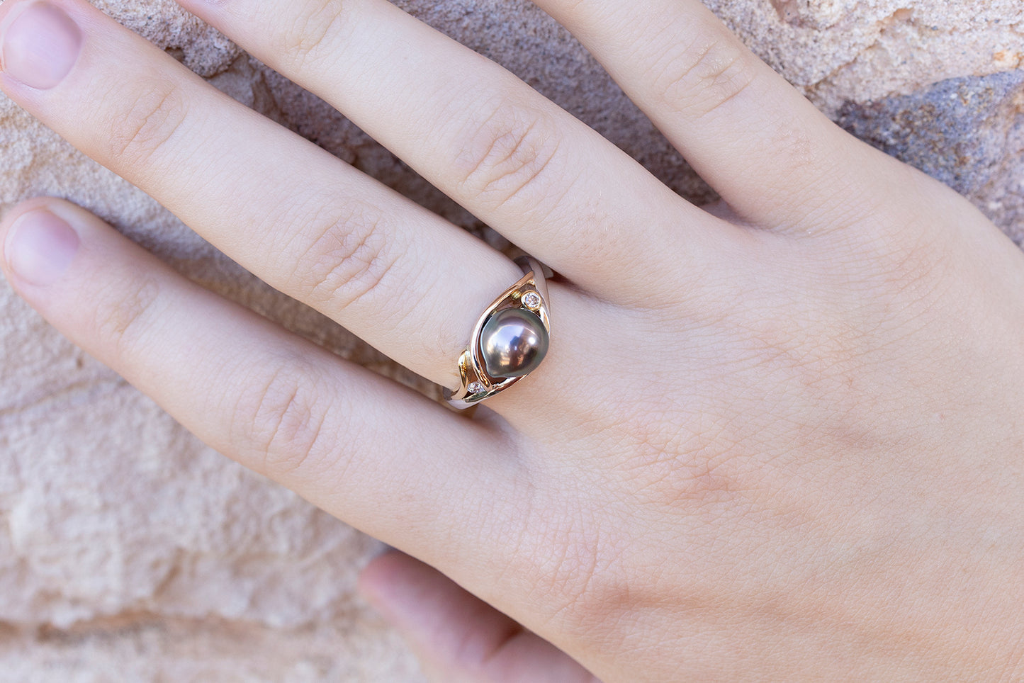Pearl & 6PP Diamond Ring
