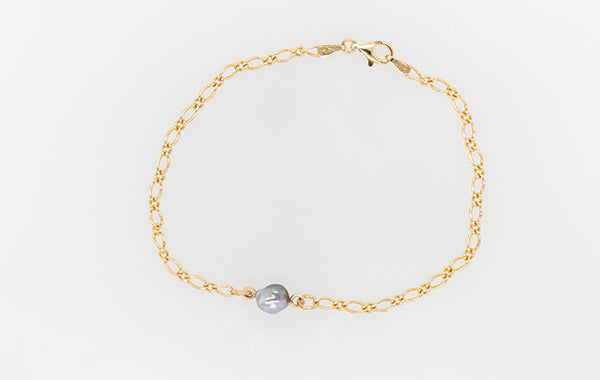 Keshi Pearl Figaro Bracelet 19cm