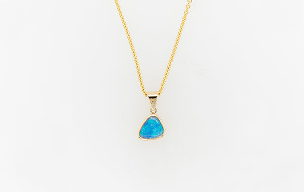 Opal Plain Blue and Gold Pendant