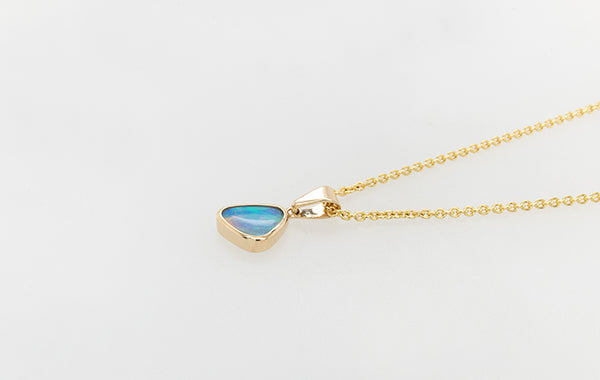 Opal Plain Blue and Gold Pendant