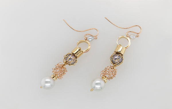 French Knitted Embossed South Sea Pearl Earrings