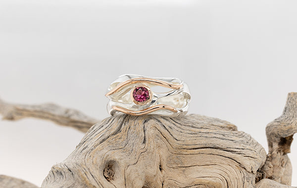 Tourmaline Ring in Silver & Rose Gold