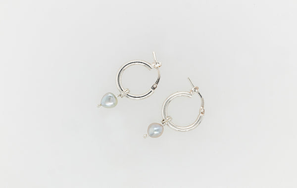 Keshi and Silver Hoop Earrings