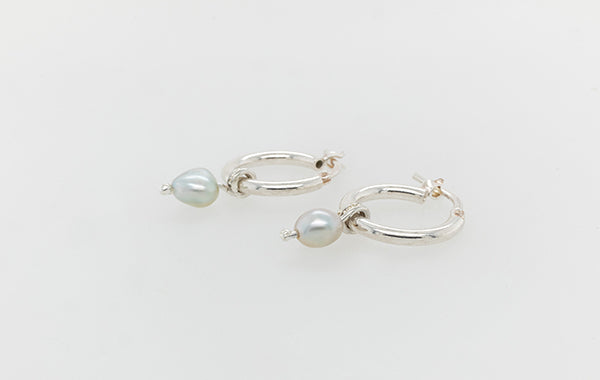 Keshi and Silver Hoop Earrings