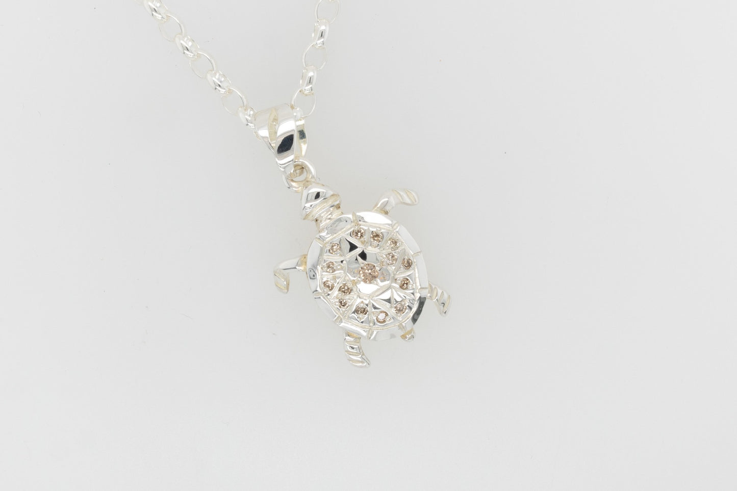Diamond Turtle Carved Pendant