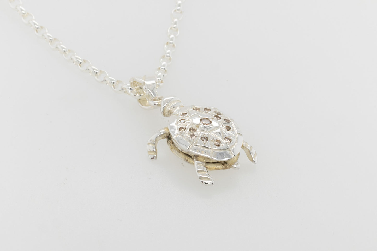 Diamond Turtle Carved Pendant