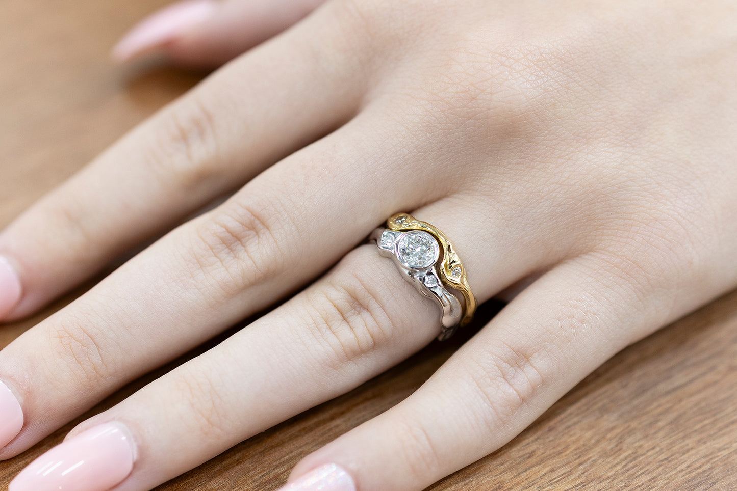 Wedding Ring Molten Diamond Fitted