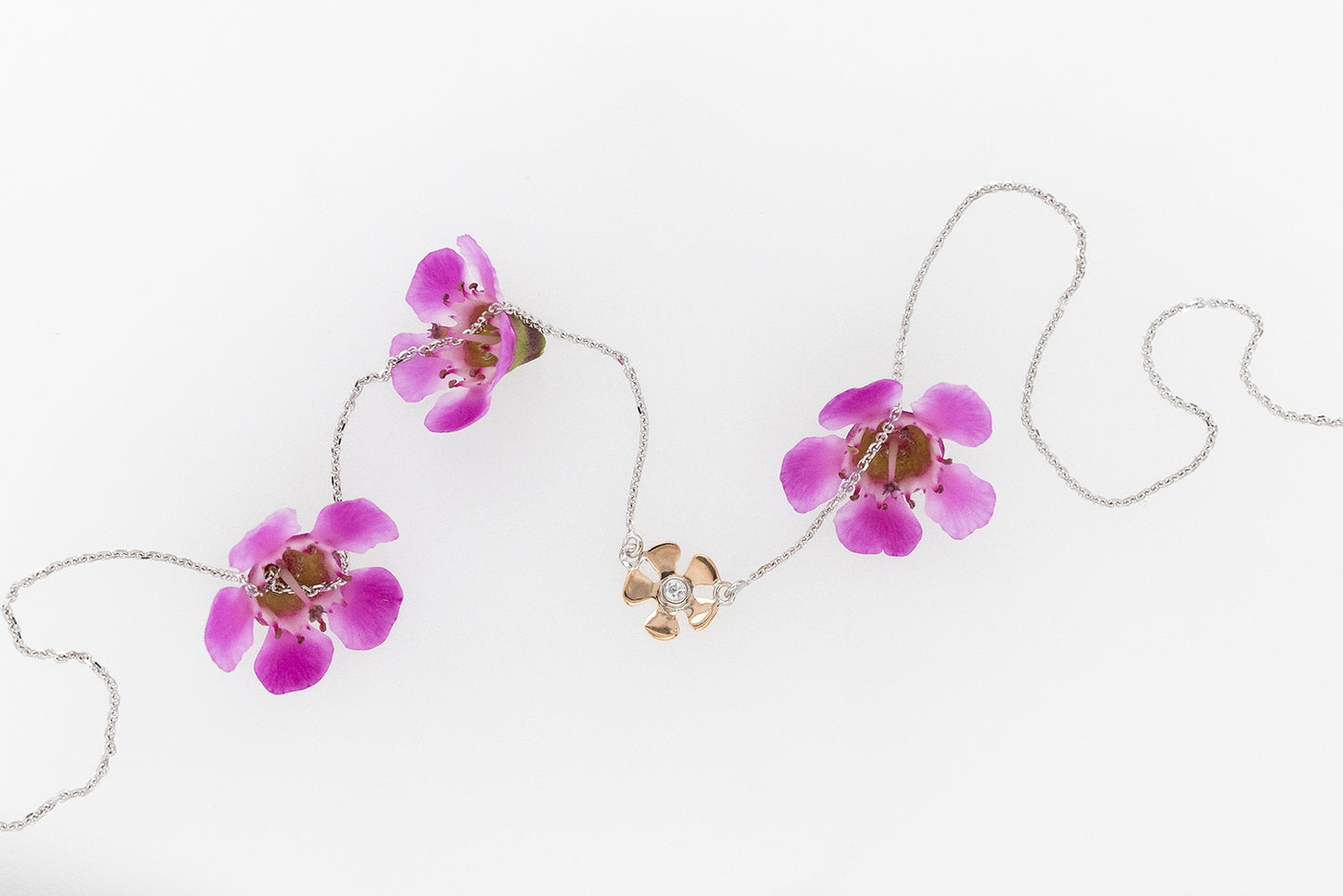 Geraldton Wax Diamond Two Toned Necklace
