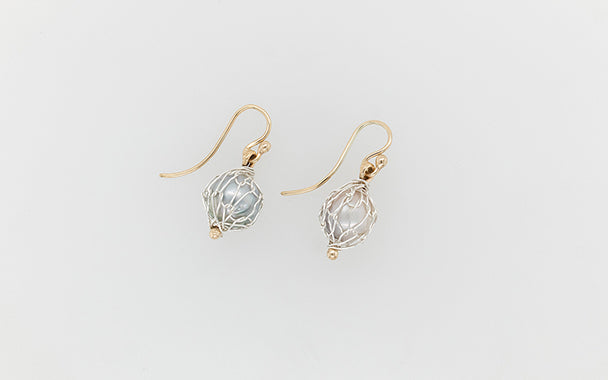 French Knitted Pearl Earrings 9Y/Sil