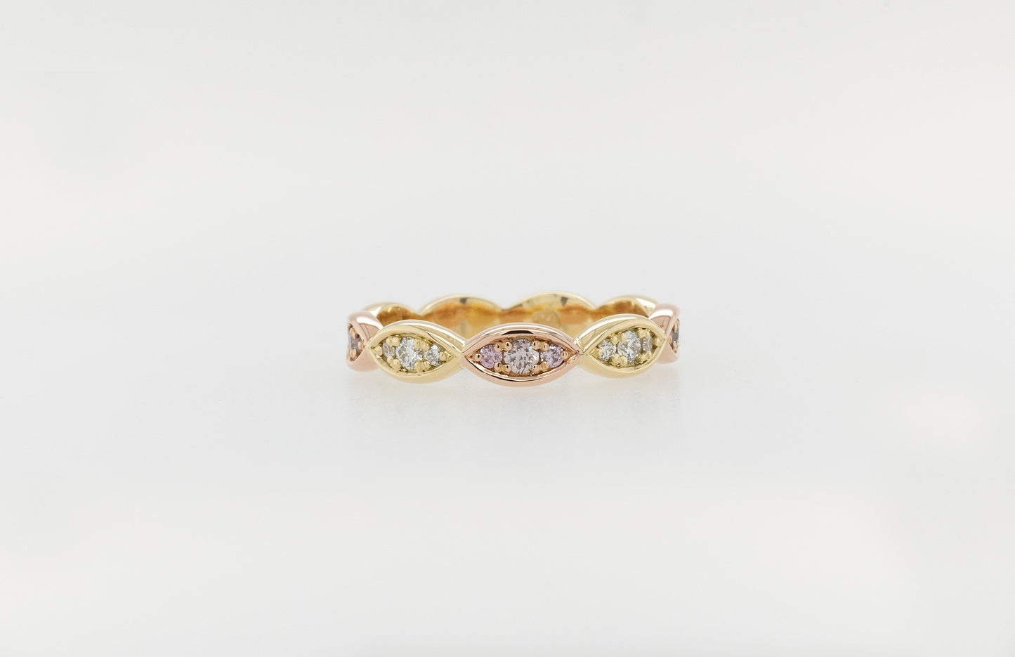 Pink, White & Champagne Diamond Anniversary/Wedding Stacker Ring 18YR