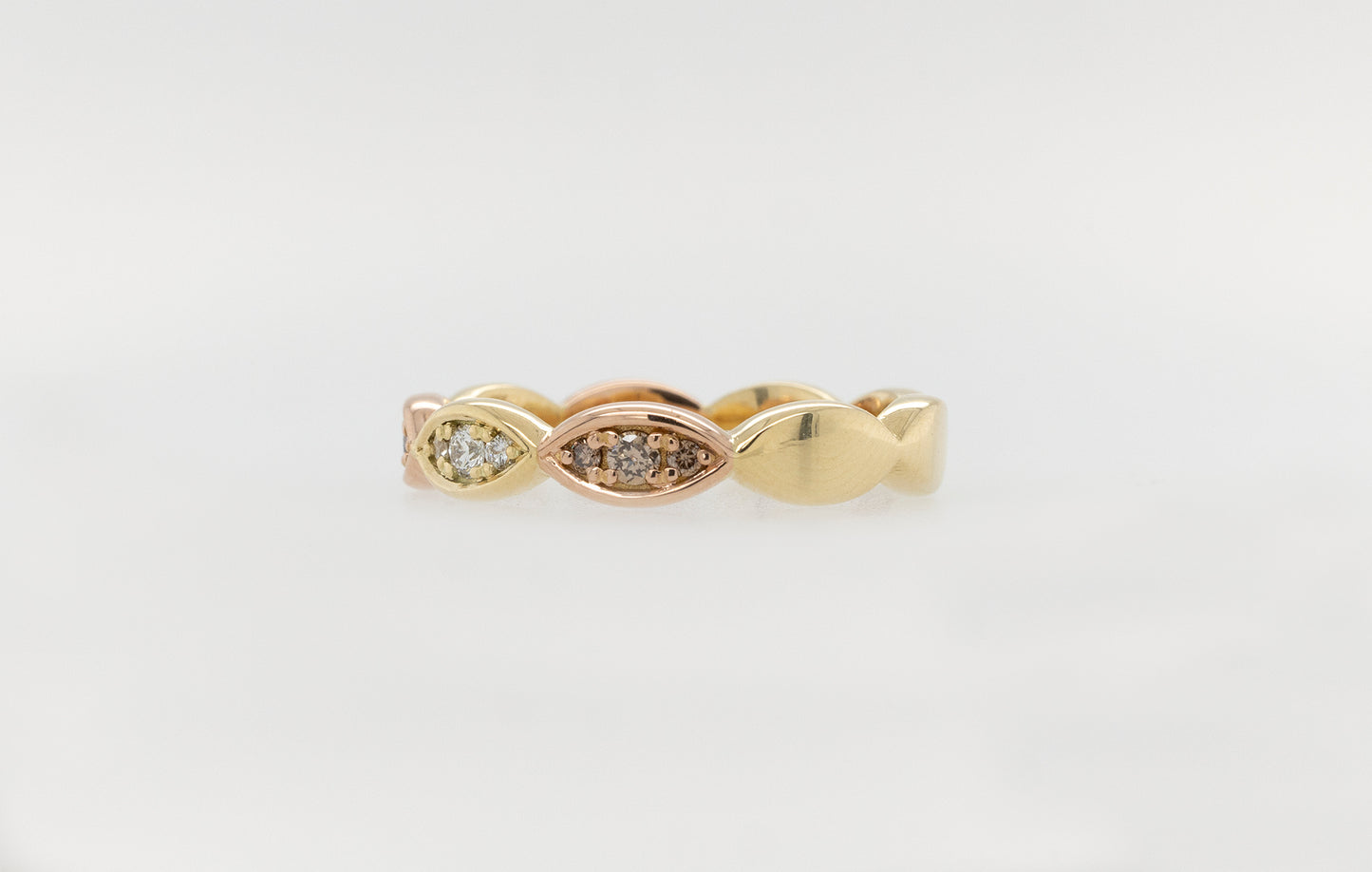 Pink, White & Champagne Diamond Anniversary/Wedding Stacker Ring 18YR