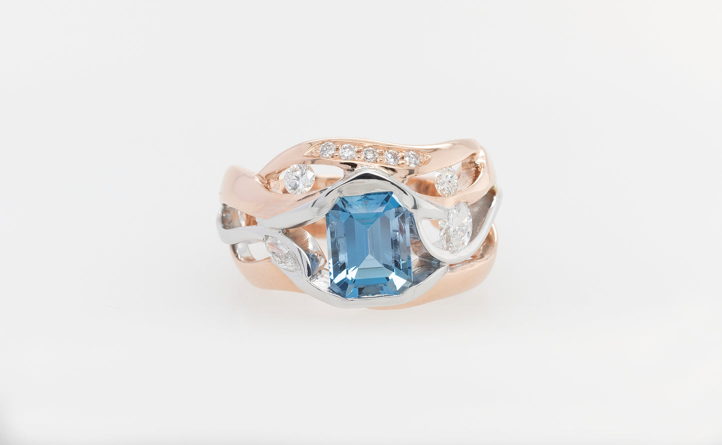 Aquamarine & Diamond Dress Ring 9RW