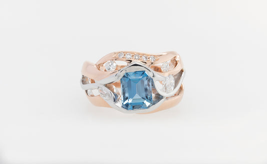 Aquamarine & Diamond Dress Ring 9RW