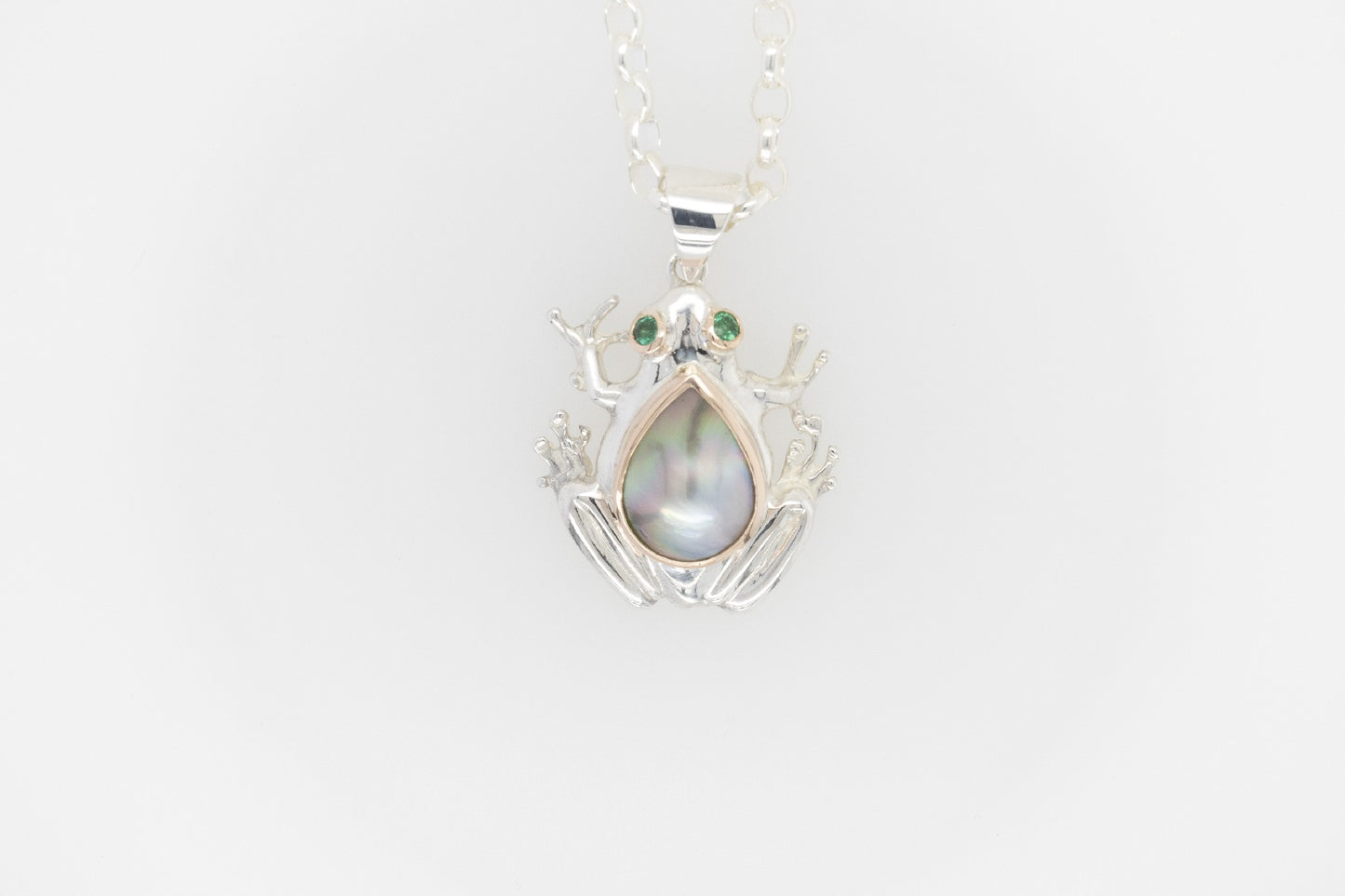 Frog Pendant Mabe With Emeralds