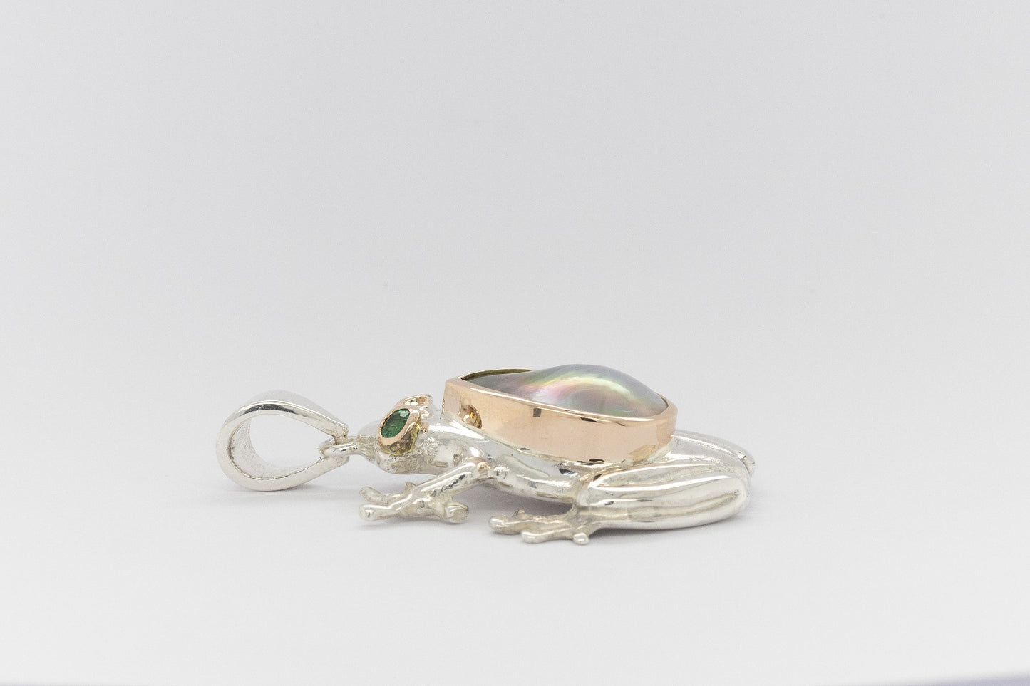 Frog Pendant Mabe With Emeralds