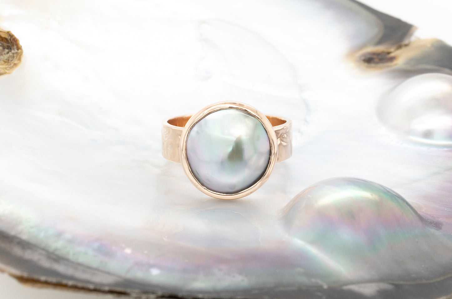 Embossed Mabe Ring