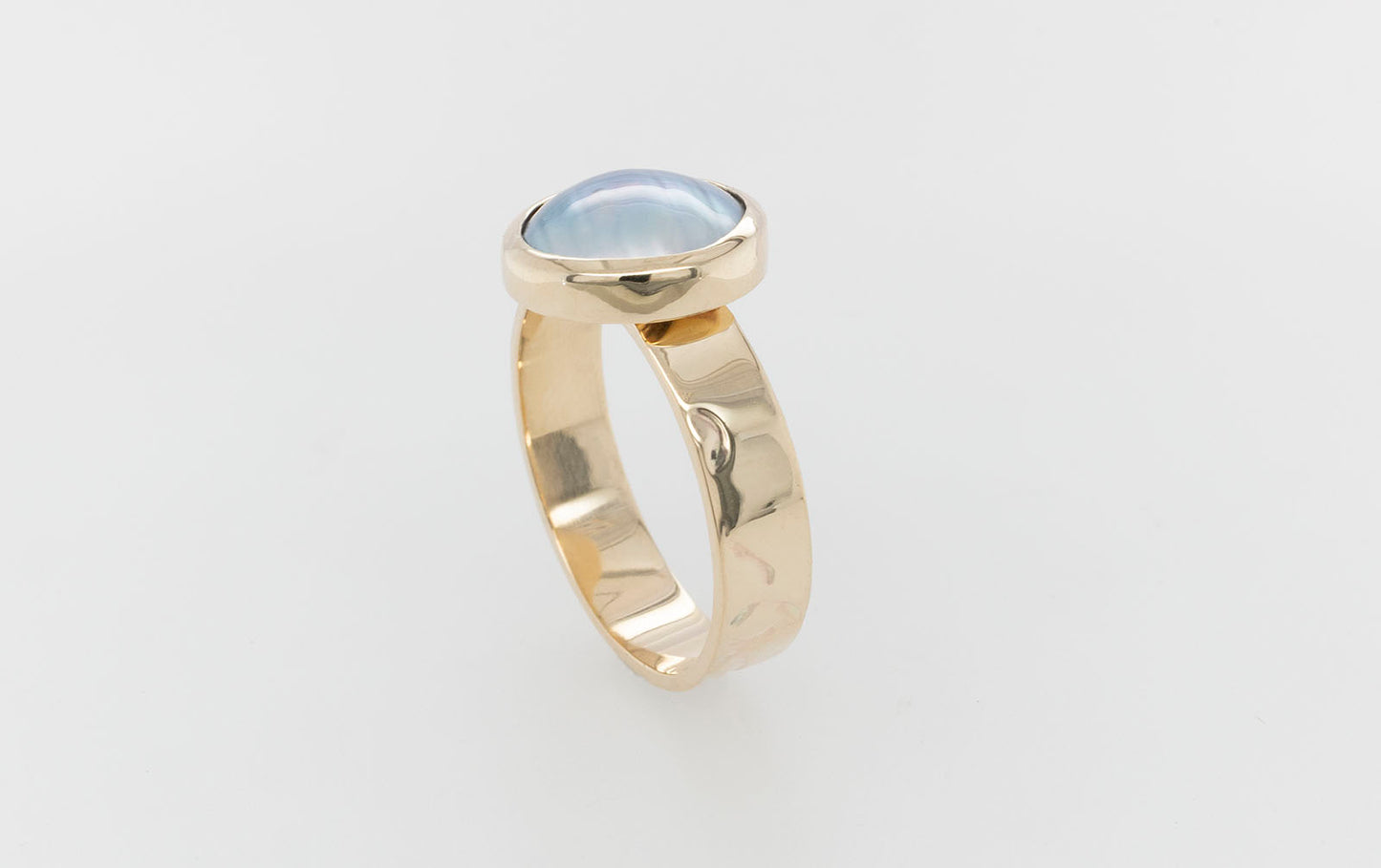 Embossed Mabe Ring Blue and Gold