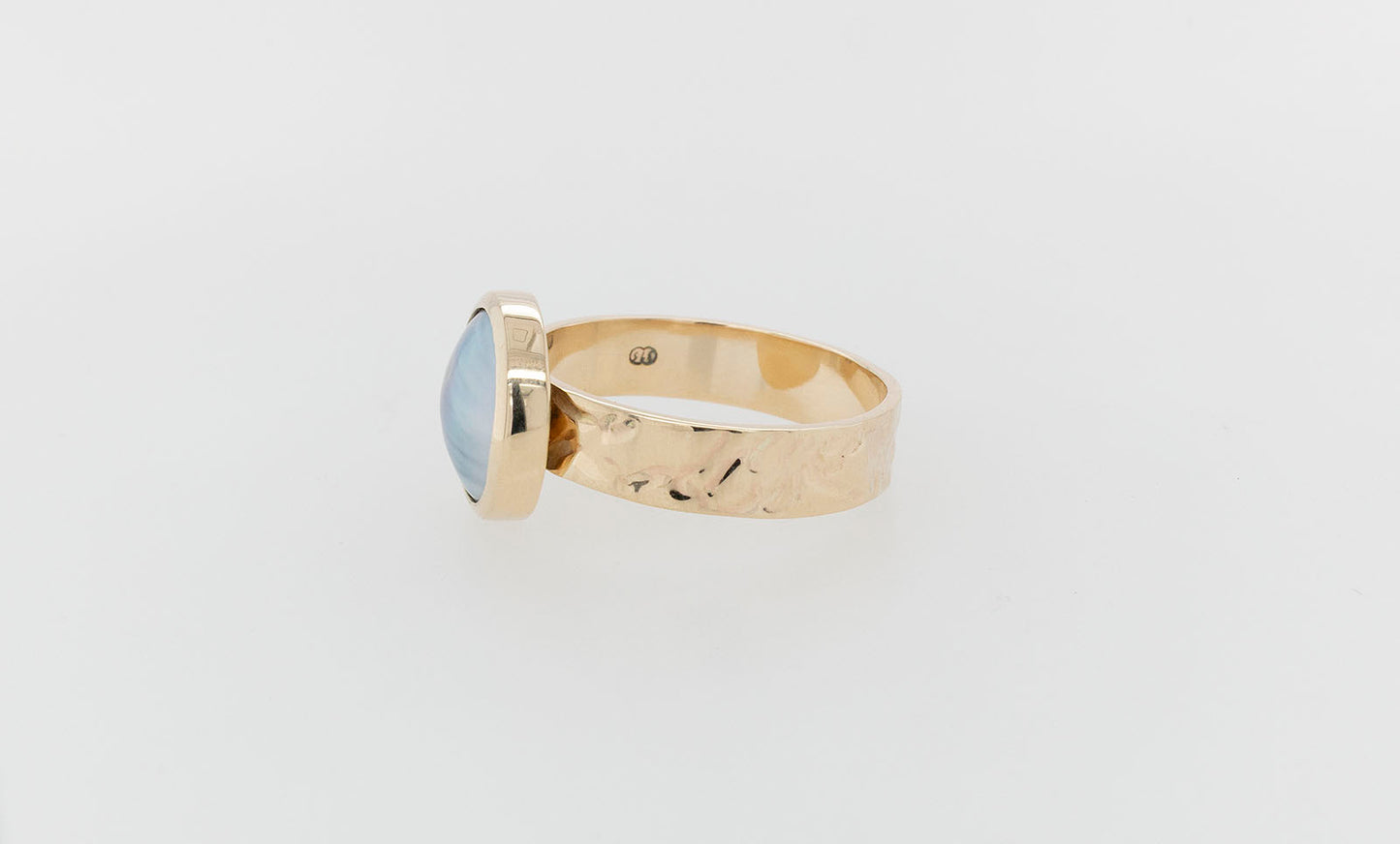 Embossed Mabe Ring Blue and Gold