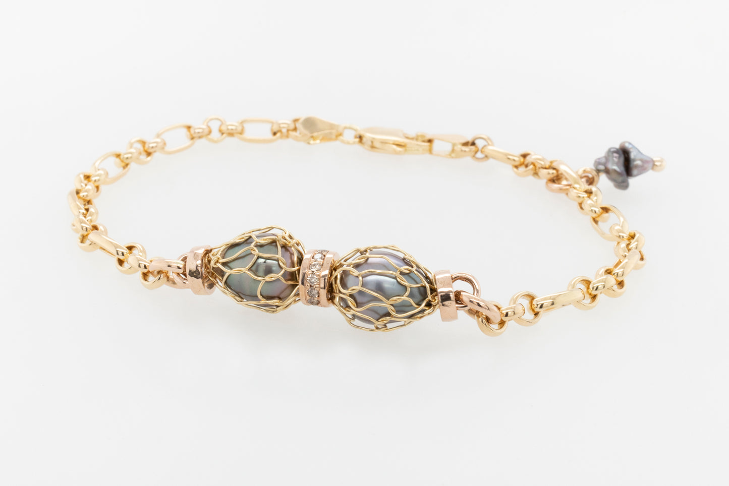 Knitted Abrolhos Pearl & Diamond Bracelet