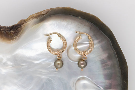 Pearl Drop Hoops
