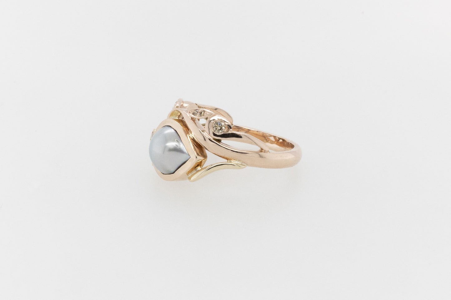 Pearl Vine Ring With Diamonds