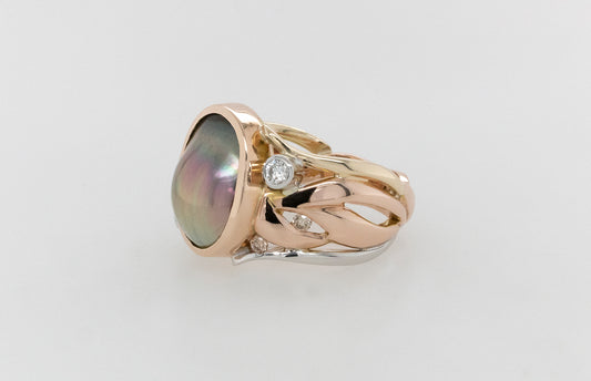 Diamond & Abrolhos Island Mabe Pearl Ring