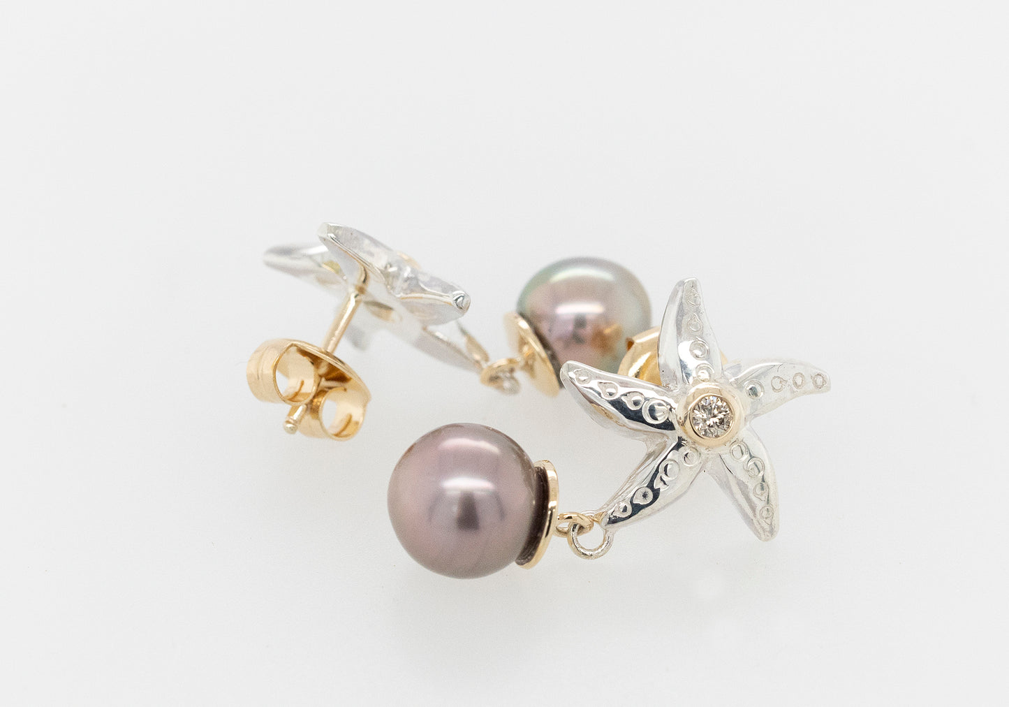 Abrolhos Island Pearl Starfish Two Toned Earrings
