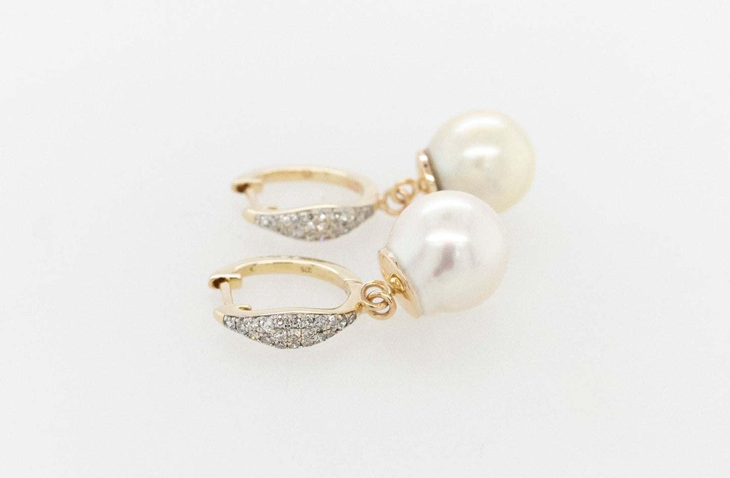 Pearl Drop Diamond Cluster Huggies