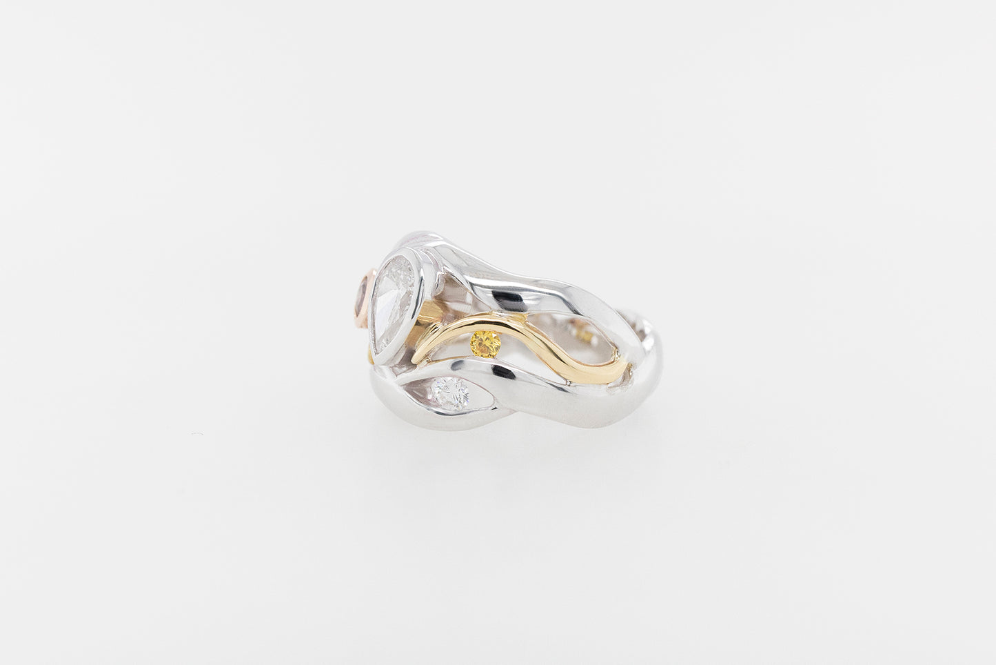 Pear, Champagne and Yellow Diamond Ring