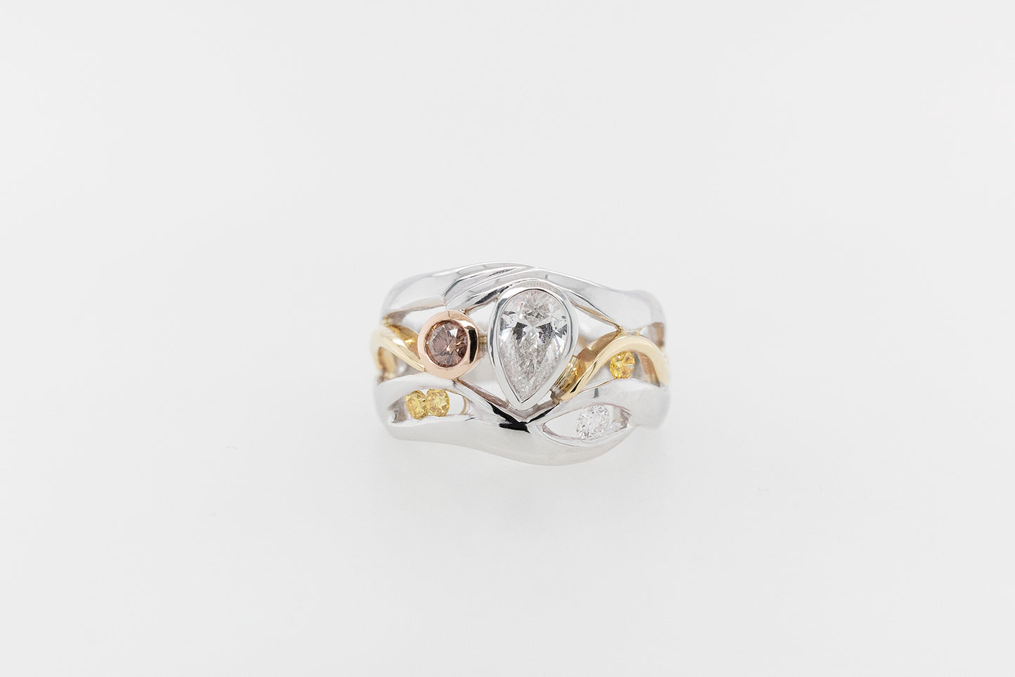 Pear, Champagne and Yellow Diamond Ring