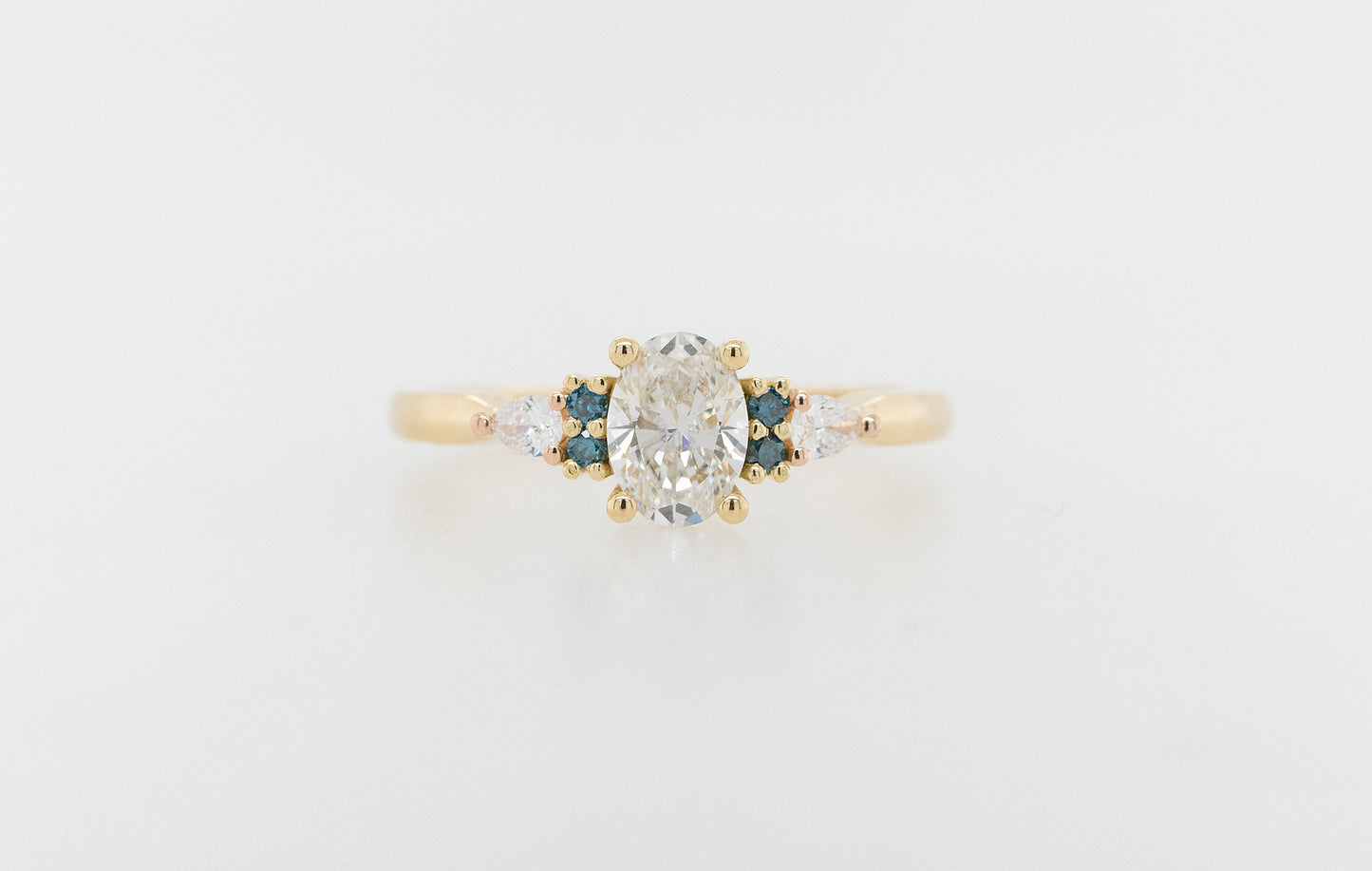 Blue & White Diamond Engagement Ring - Oval