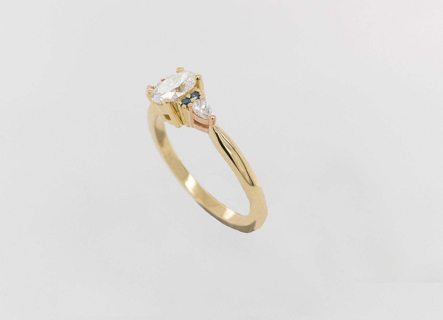 Blue & White Diamond Engagement Ring - Oval